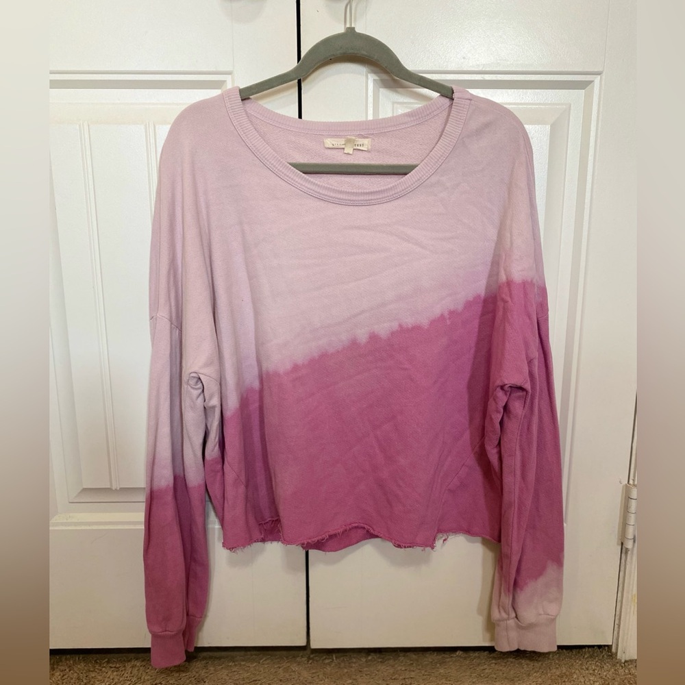 Gilded intent pink Tye dye raw hem sweater top S